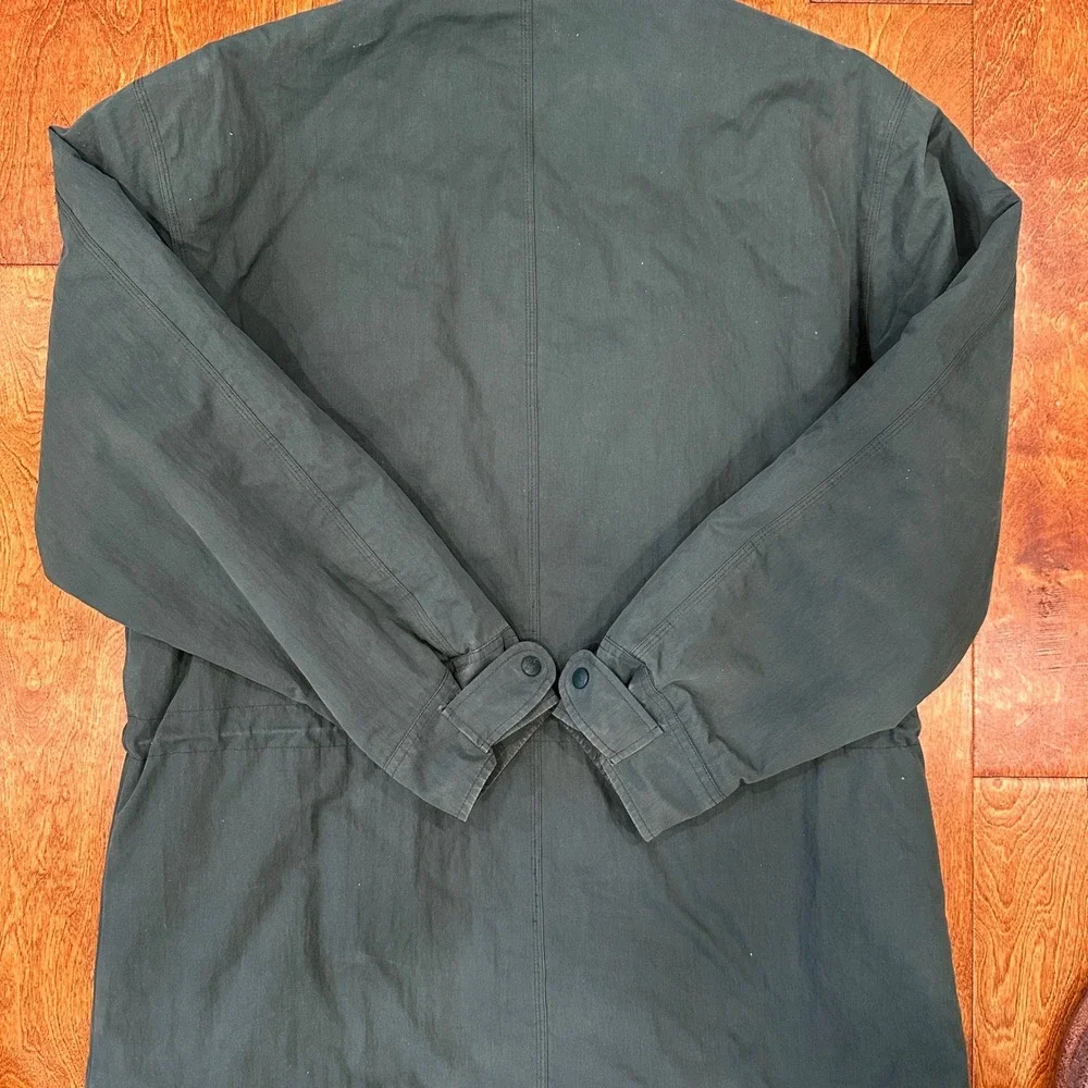Vintage LL Bean Parka Mens L Green Wool Plaid Lined Hooded Chore Coat Jacket 90s